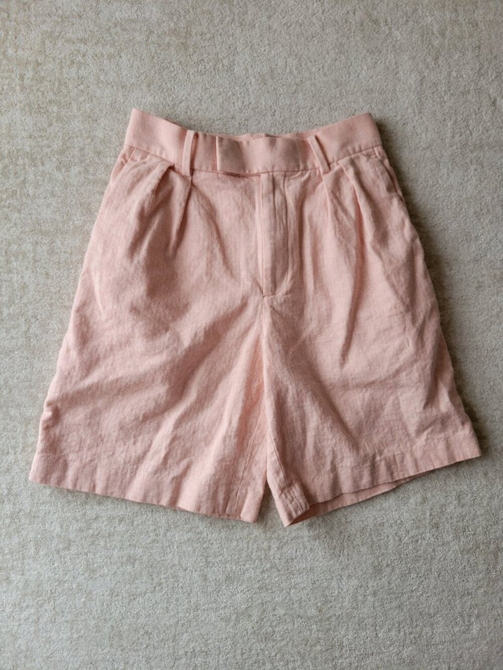 Banana Republic Pleated Linen-Blend Herringbone Shorts Sz 0 Preppy Old Money